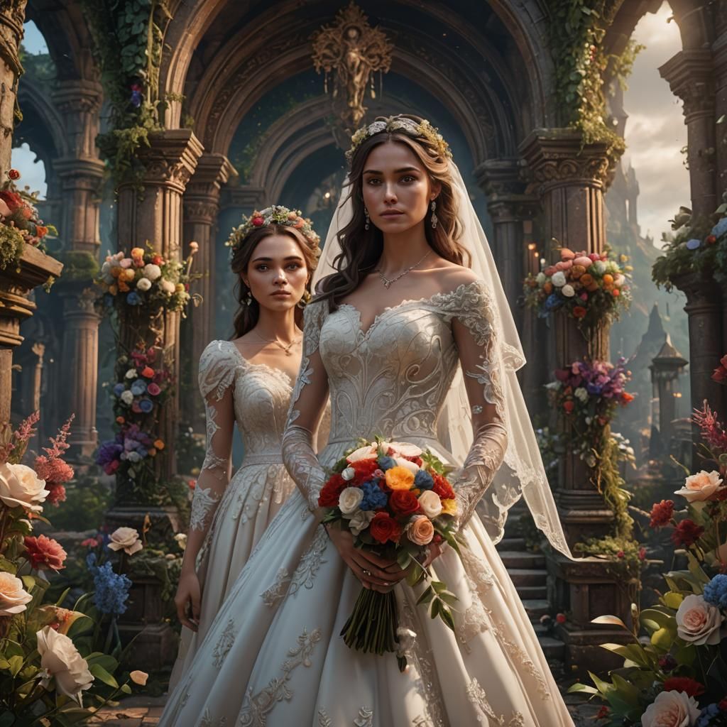 Whimsical Wedding Scene in Detailed Matte Painting