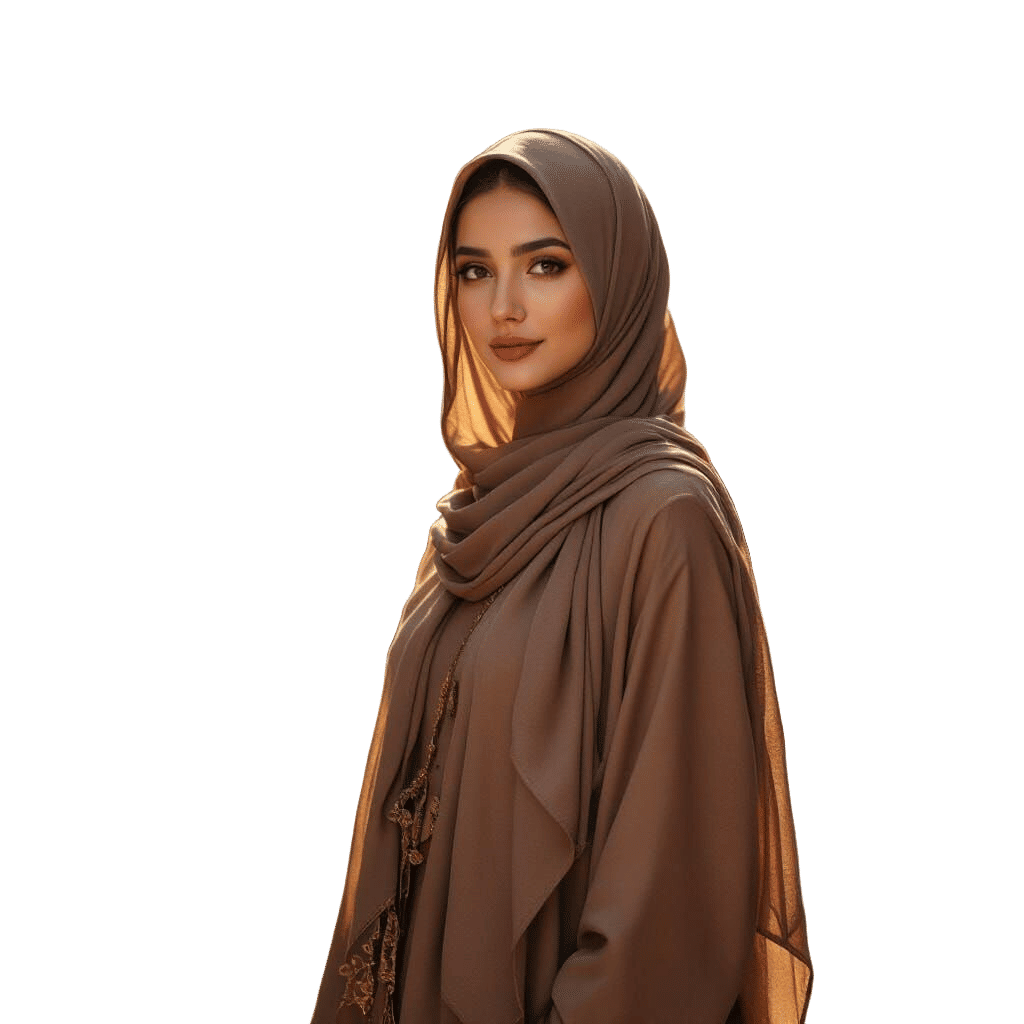 Muslim Woman in Hijab and Pardaa in Golden Hour Marketplace