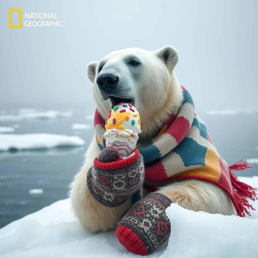 Polar Bear's Icy Treat: National Geographic Style