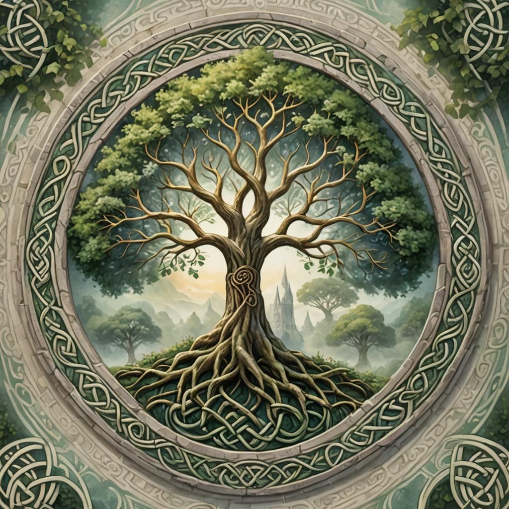 Tree of Life Celtic Knotwork Color Sketch