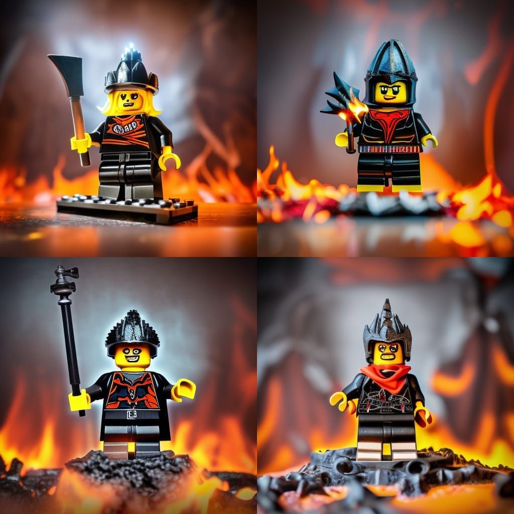 Evil LEGO Minifigure on Burning Throne