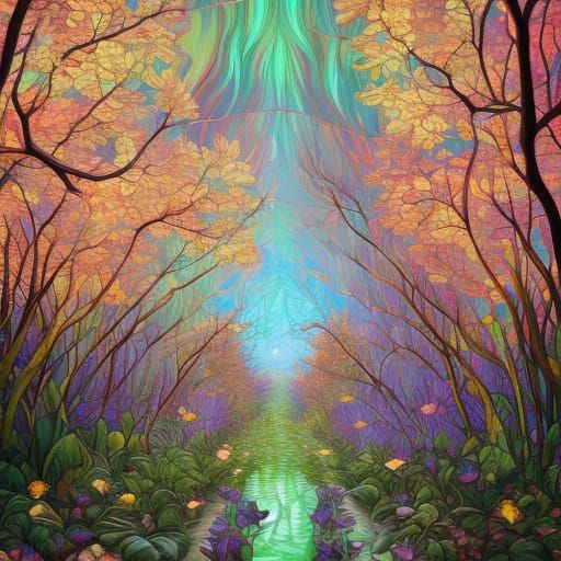 beautiful stained glass magnolia tree flowers  Dan Mumford, ...