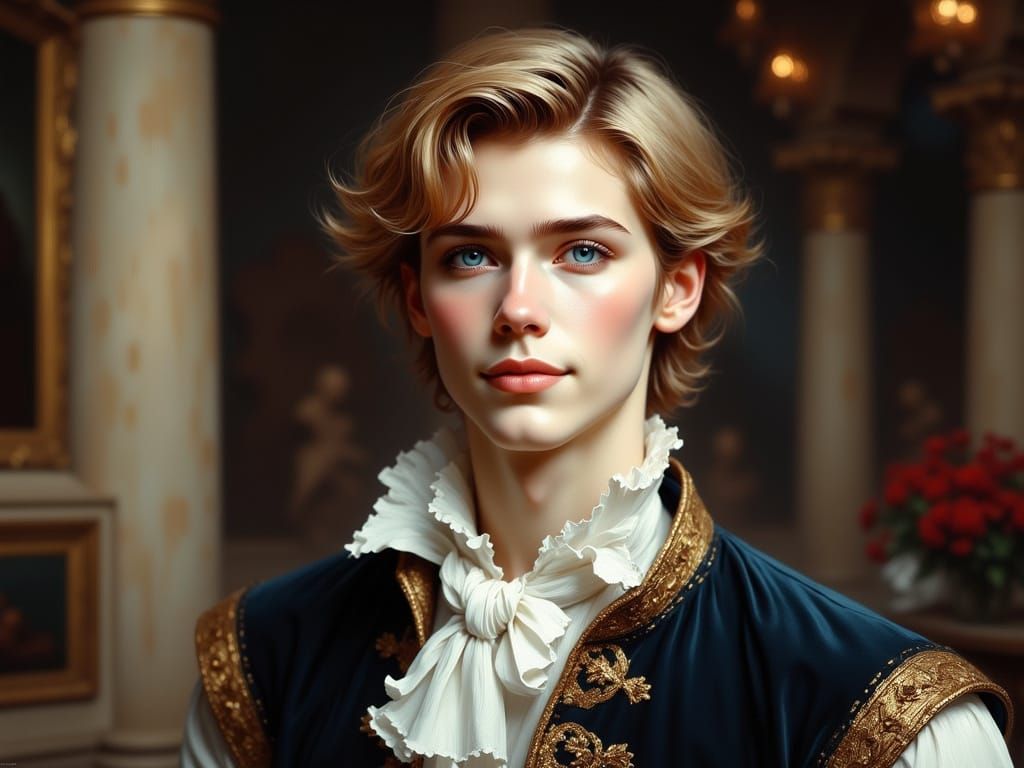 Elegant Sepia Portrait of Young Actor at the Globe Theatre