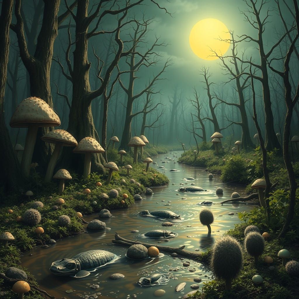 Mystical Swamp Forest Under Alien Sunlight