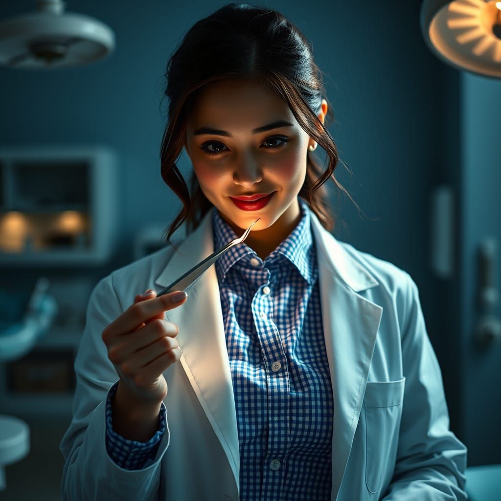 Dentist Prepares for Tense Tooth Extraction in Clinical Sett...