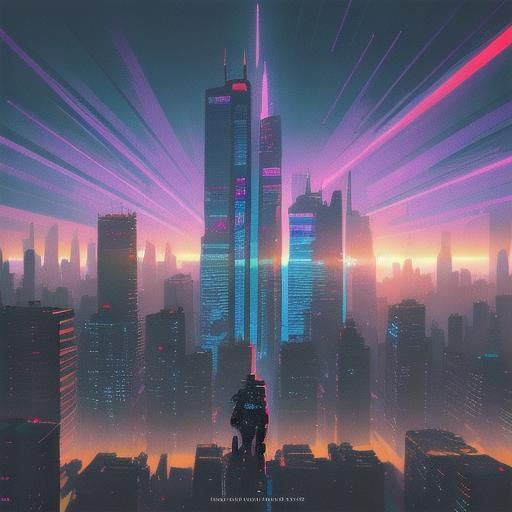 Armored Zebra in Cyberpunk Cityscape: Digital Painting