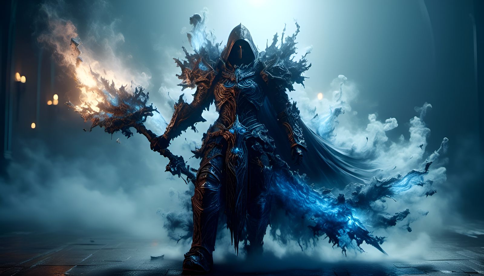 Death Knight in Ice Armor Casting Frost Spell