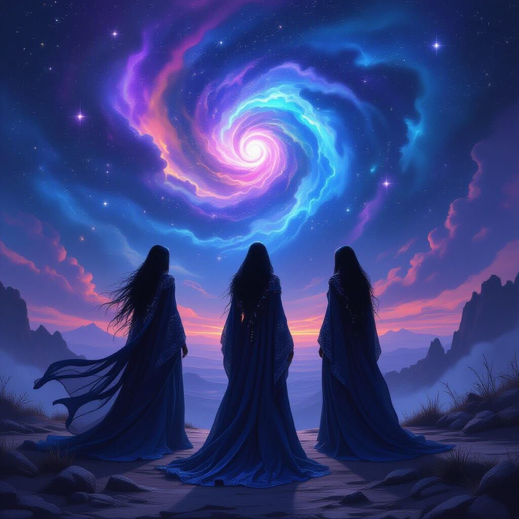 Hecate at Cosmic Crossroads in Dark Surrealist Style