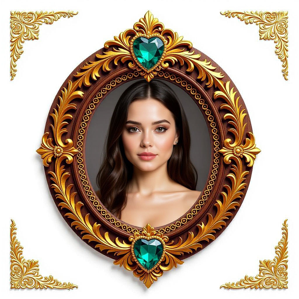 Ornate Empty Picture Frame with Gemstone
