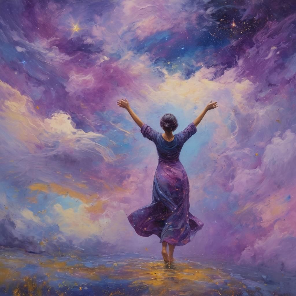 Cosmic Figure in Neo-Impressionist Style