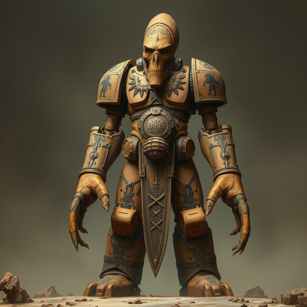 Terracotta Golem with Dark Fantasy Etchings