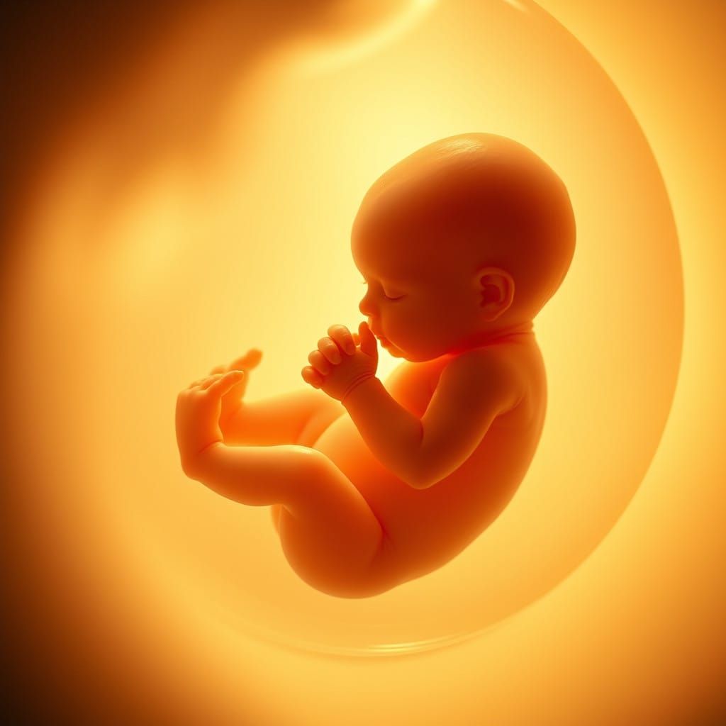 Ethereal Fetal Moment in Golden Light