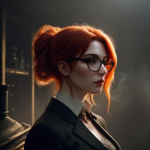 Portrait of a Woman with Flowing Hair in Glamour Style