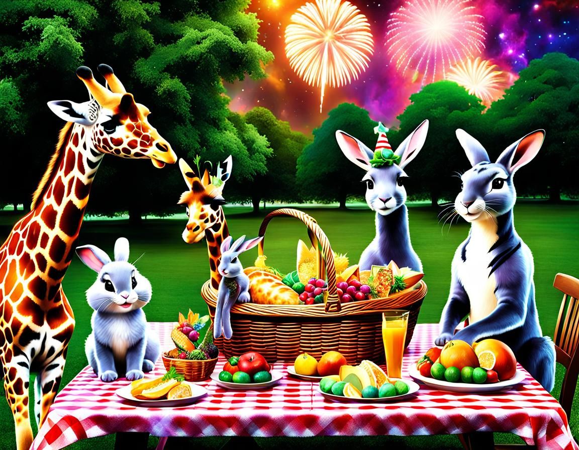 Animals Celebrate New Year with Fireworks