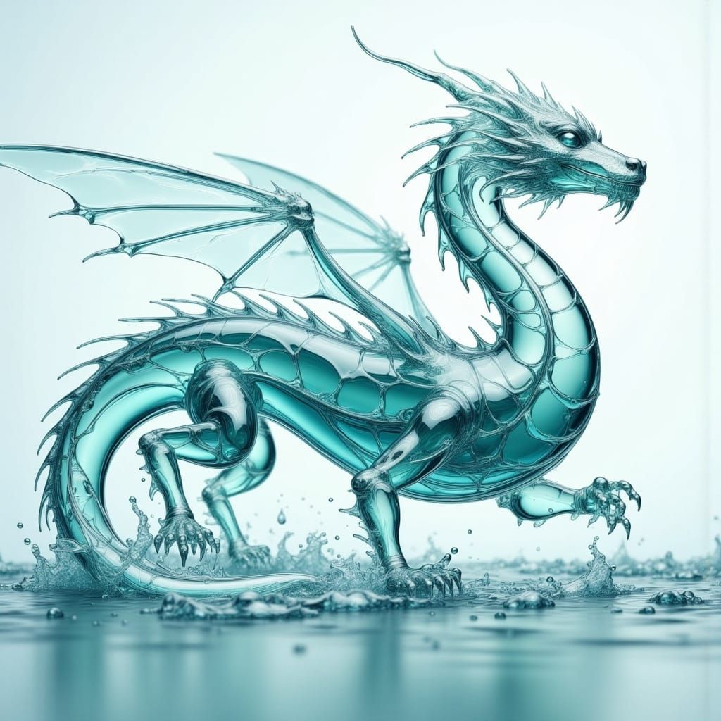 Dreamlike Water Dragon in Ethereal Digital Art Style