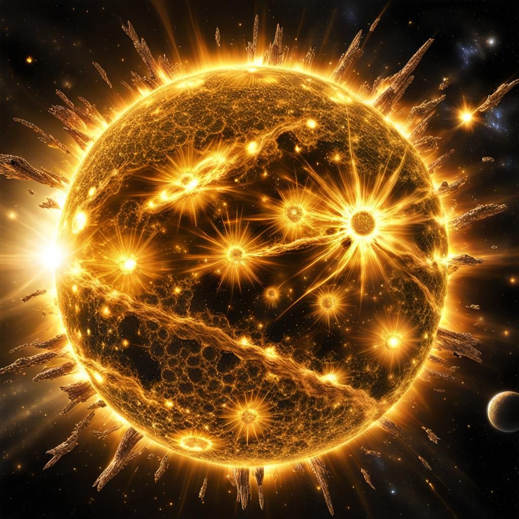 Dazzling Exploding Sun in Deep Space: Hyperrealistic