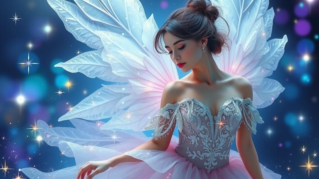 Angel Lady Shines in Glittering Blue and Purple Gown