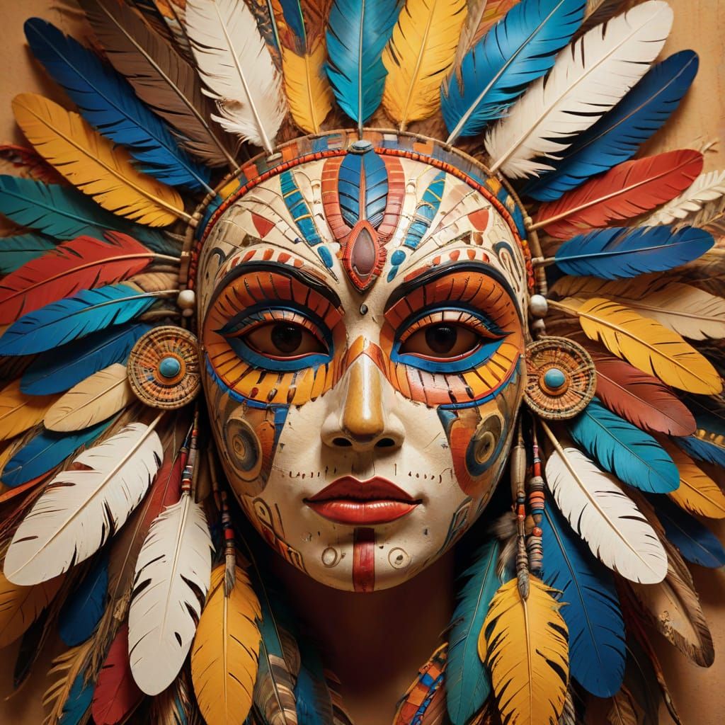 Vibrant Tribal Mask in Fauvist Expressionism