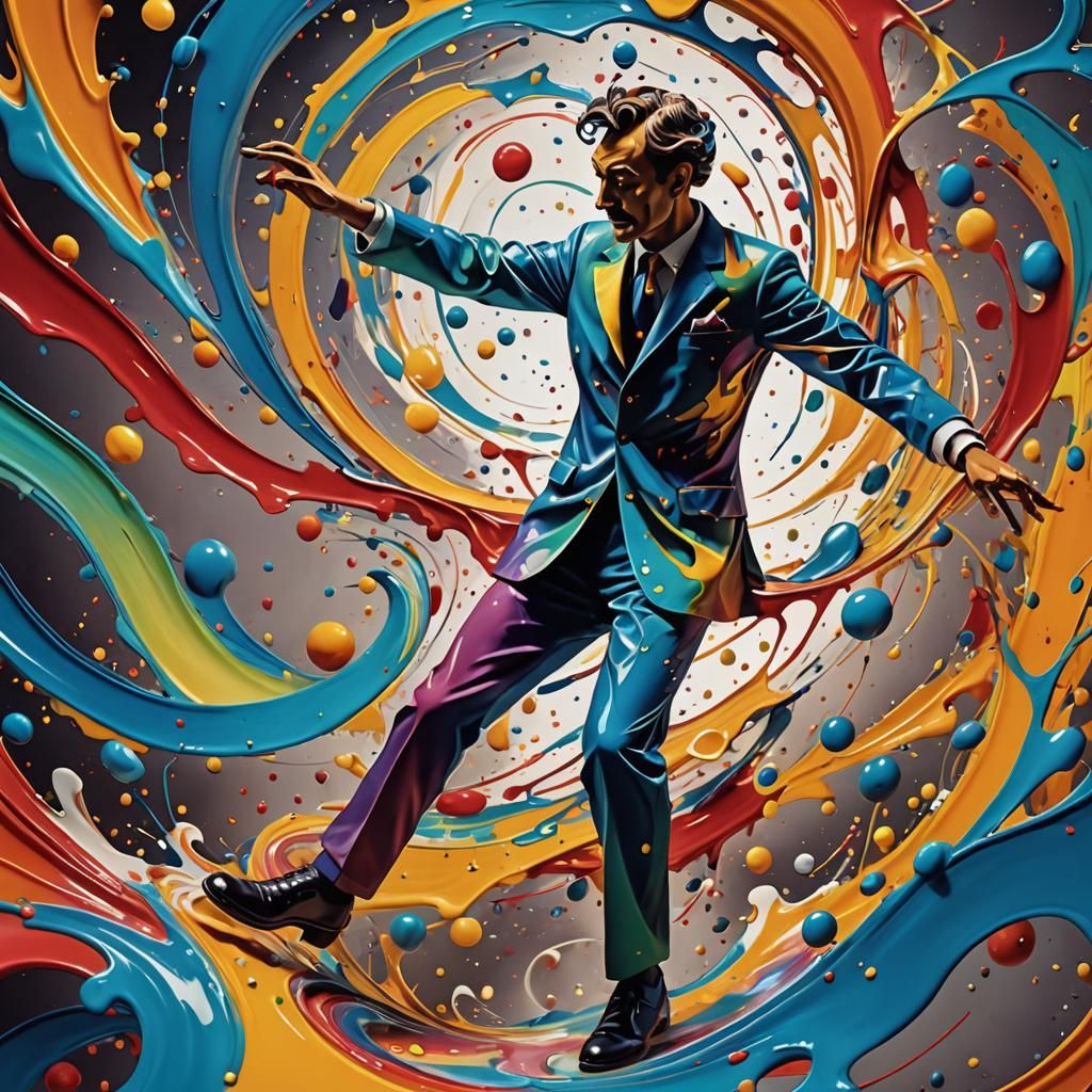 Vibrant 3D Abstract Art of a Dancing Man