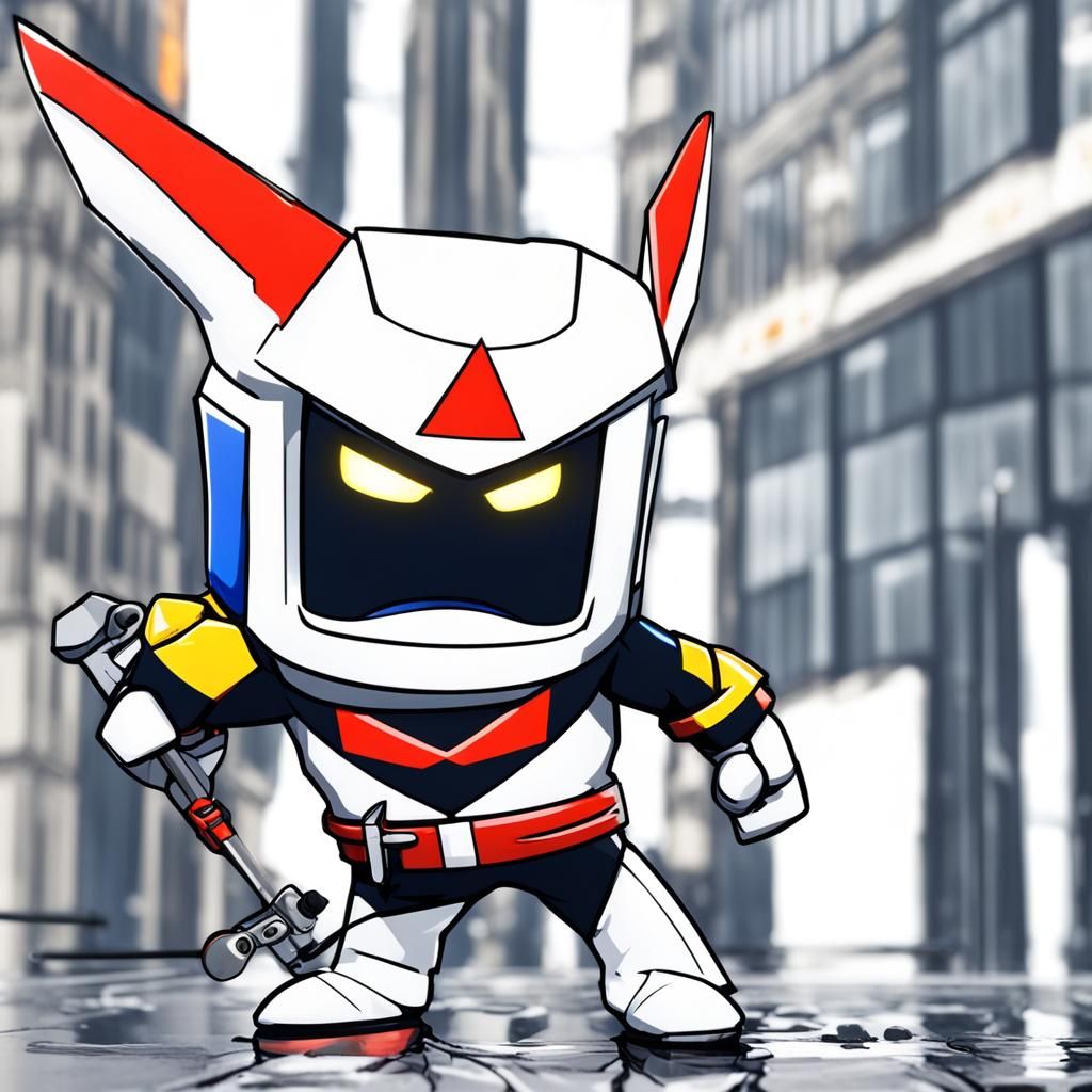 Goldorak Chibi Skis in Paris: Kawaii Robot Art