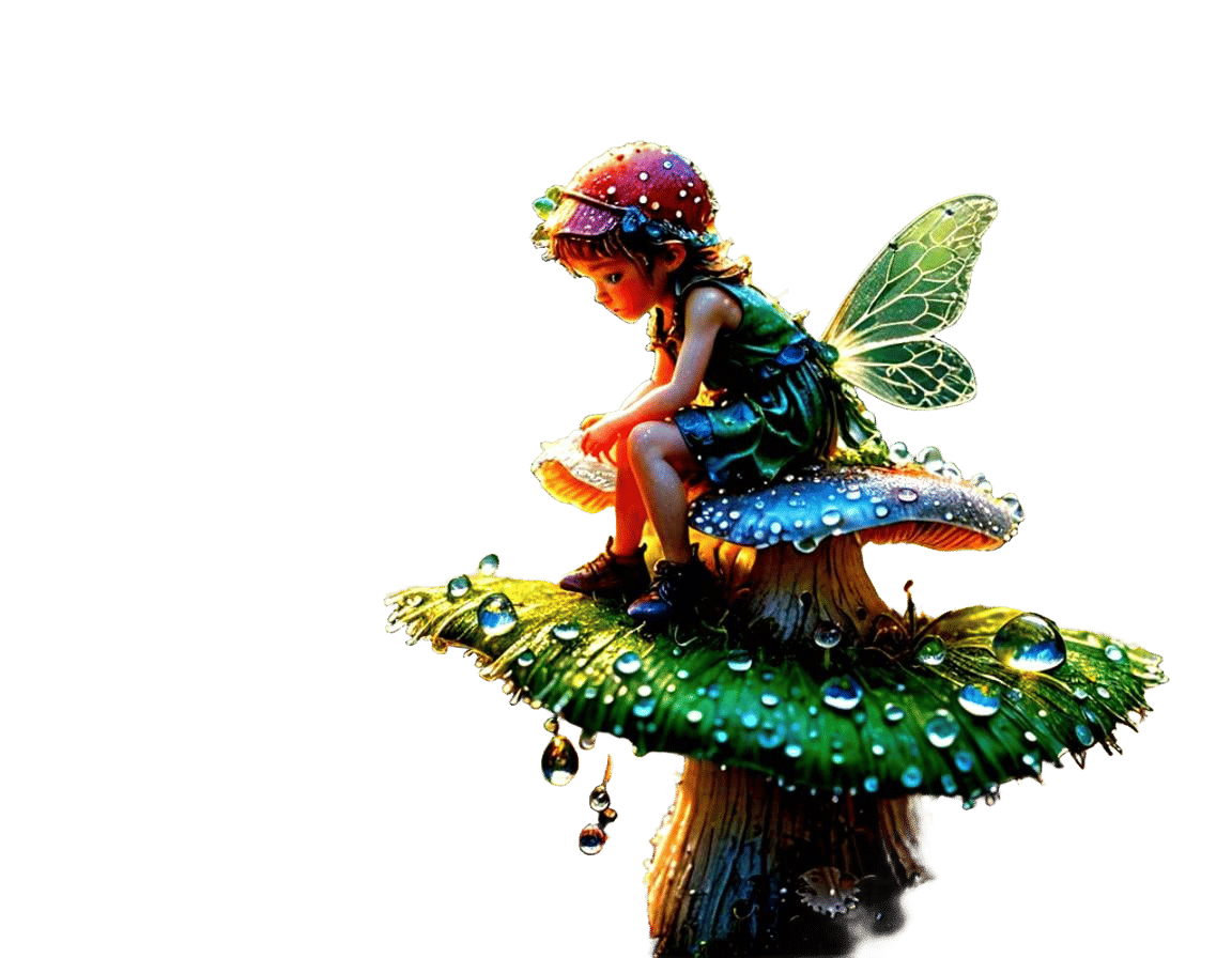Tiny Fairy on Mushroom: Hyperrealistic Macro Photography