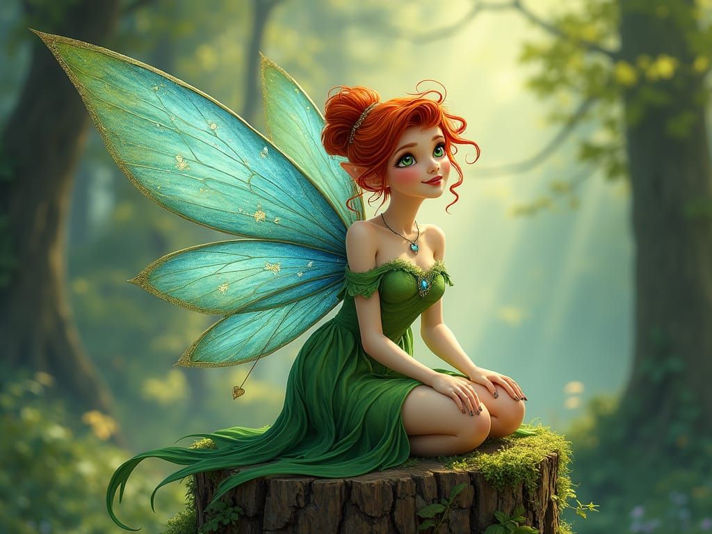 Delicate Fairy in Whimsical Woodland Setting