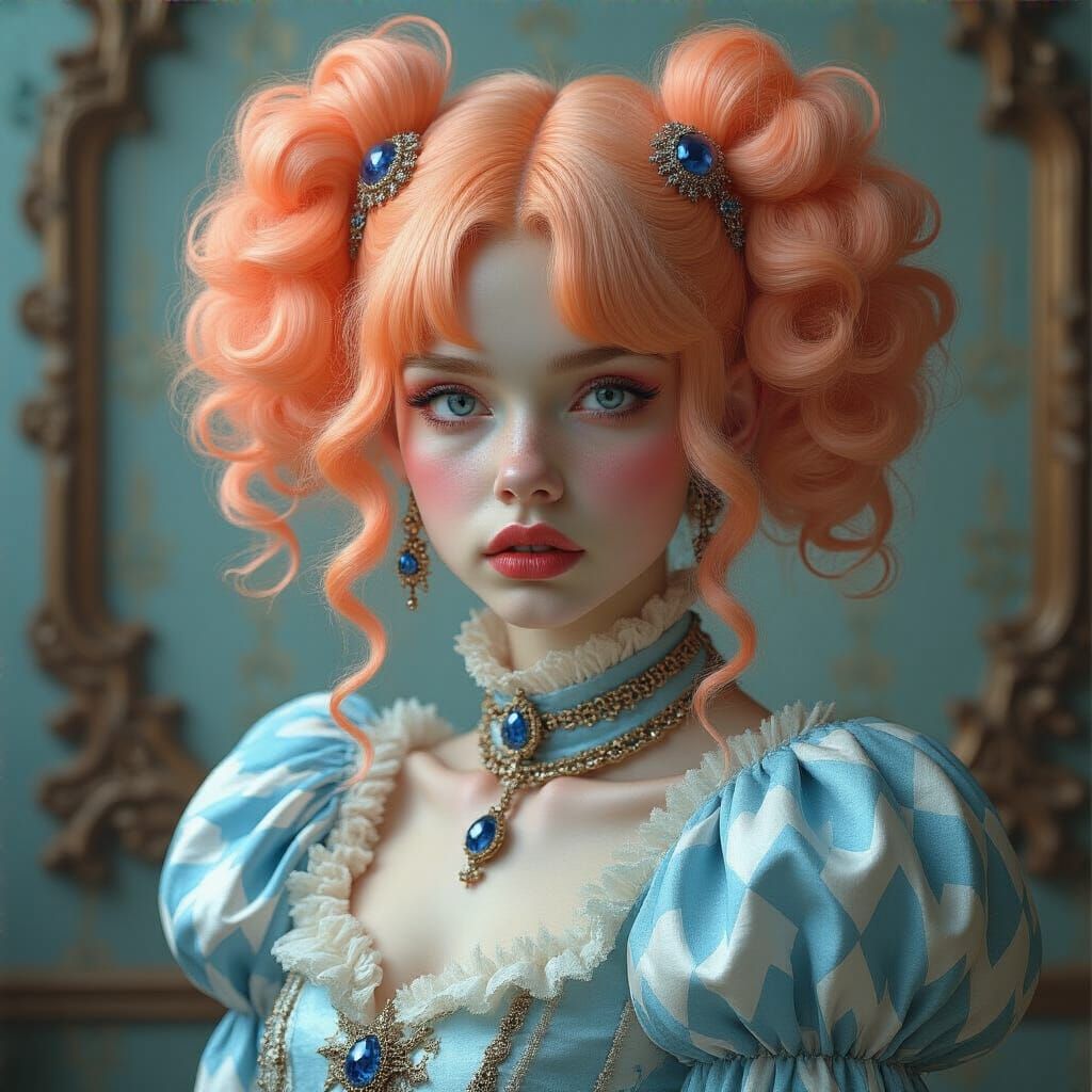 Peach-haired Woman in Art Nouveau Style