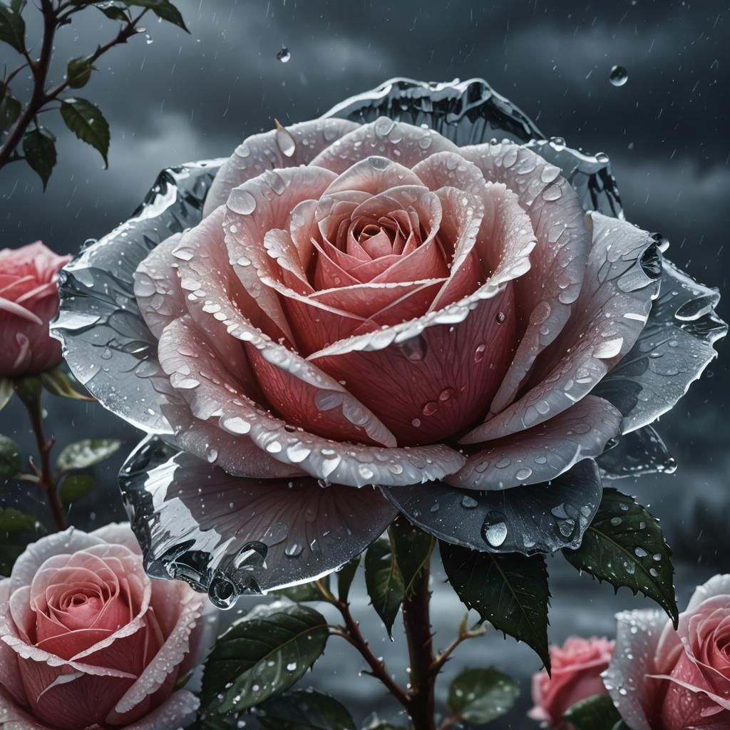 Icy Rose with Glitter, Ultra Realistic Fantasy Art