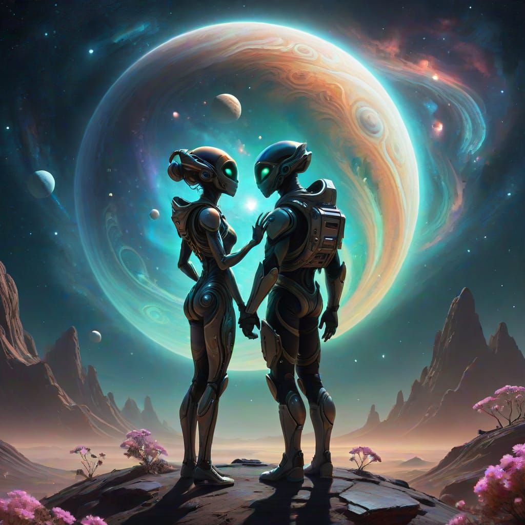 Alien Couple's Romantic Date on Jupiter's Moons