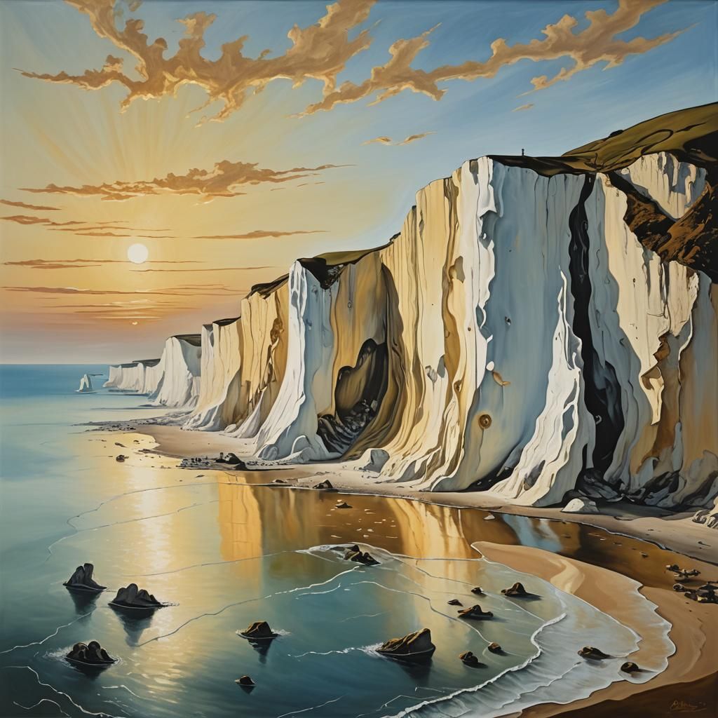 Surreal Golden Hour at White Cliffs of Dover