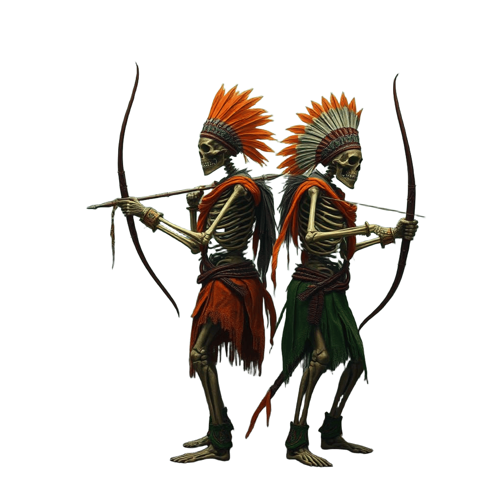 Skeletal Archers Clash on Battlefield in Detailed Art