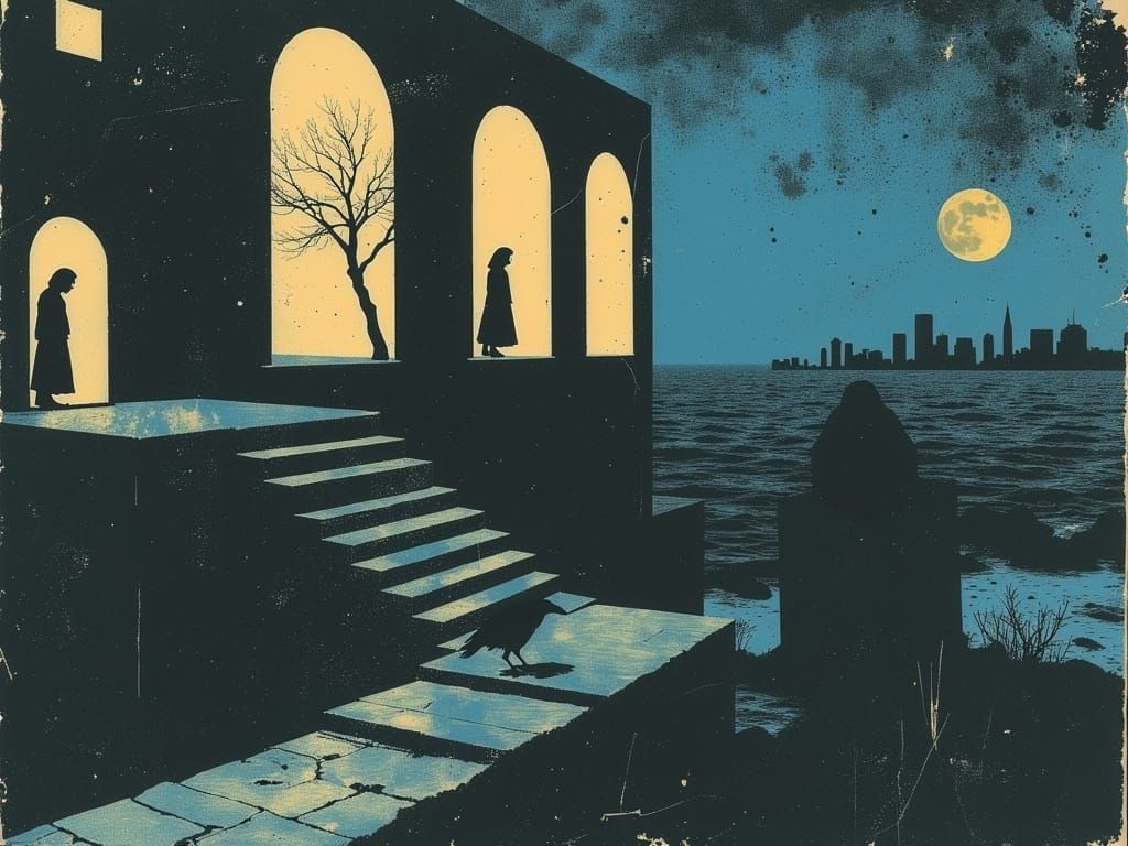 Surreal Stairway to Nowhere in Dystopian Dreamscape