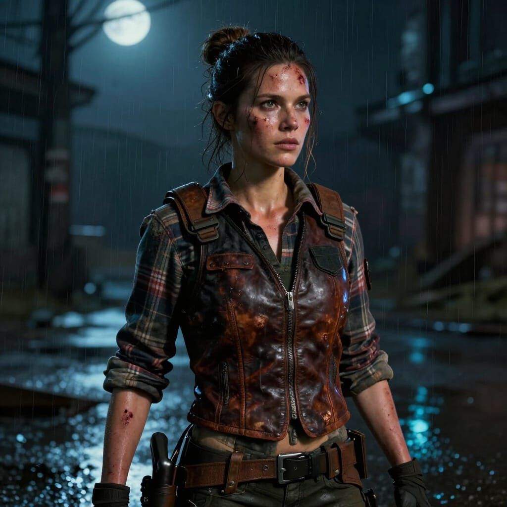 Cinematic Portrait of a Hardened Survivor Woman