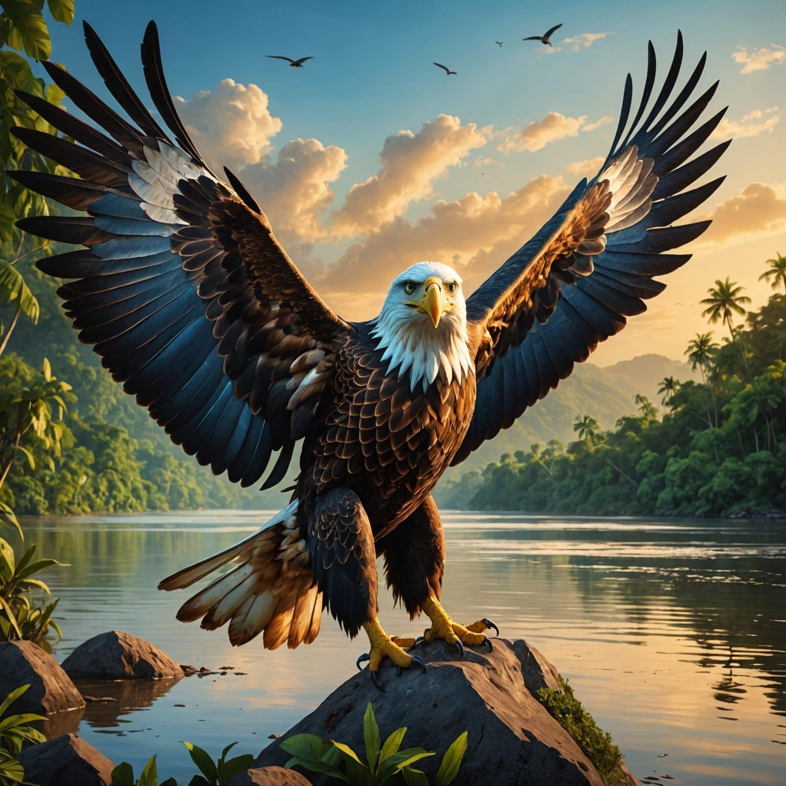 Harpy Eagle Captures Carp in Amazon River: Hyperrealistic Ar...