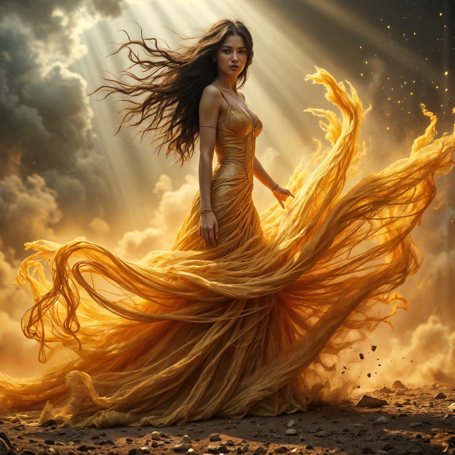 Gold Dust Woman in Vibrant Hyperrealism