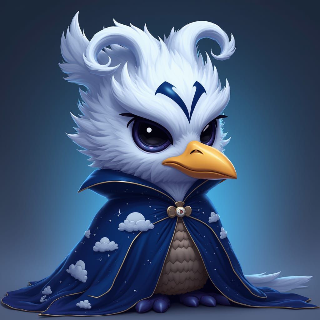 Regal Bird Character in Cartoon Style