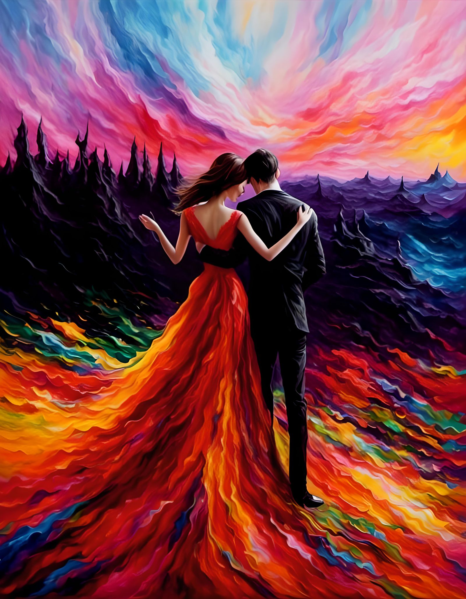 Cinematic Heartbreak in Neo-Impressionist Style