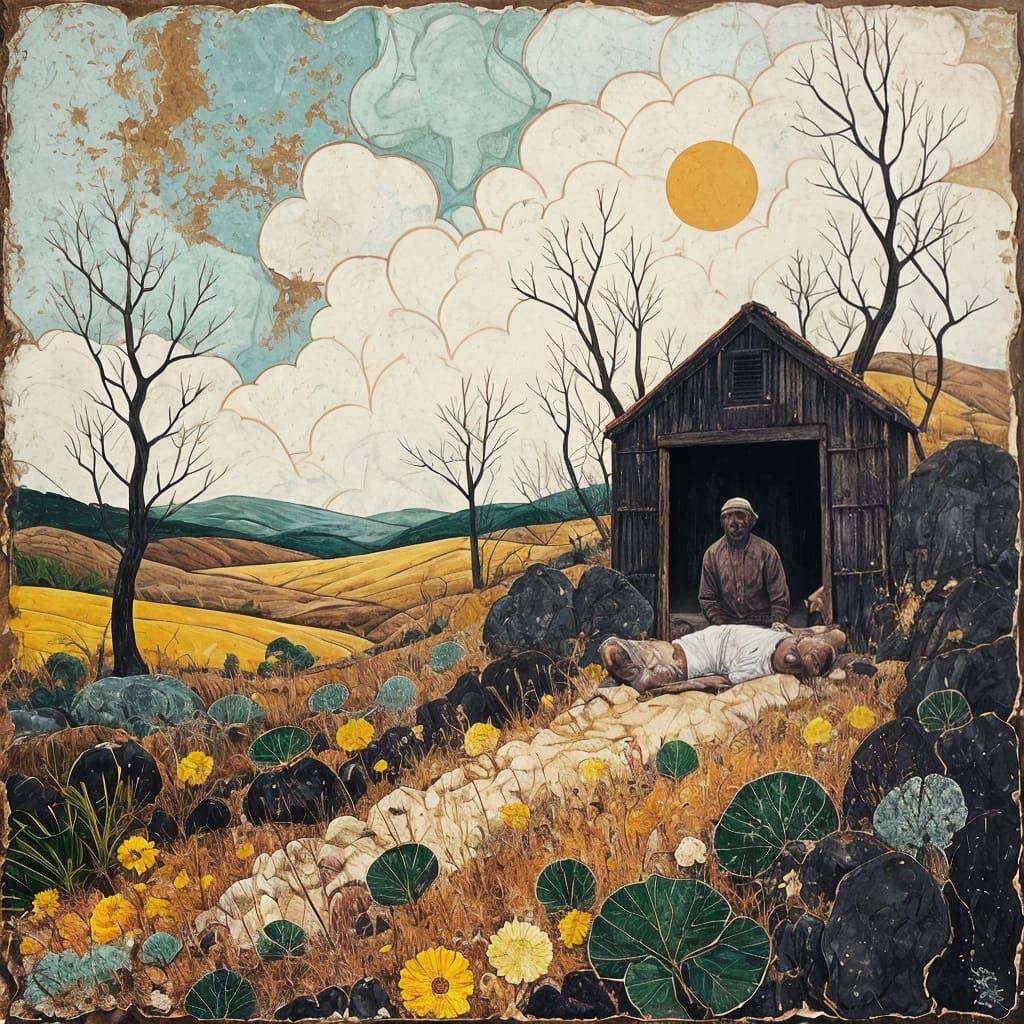 Poverty-Stricken Landscape with Peasant Farmer and Miner