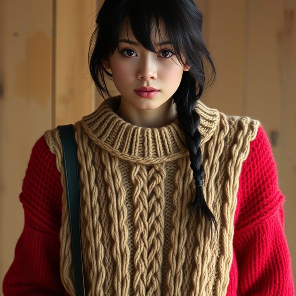 Cable-Knit Sweater in Earthy Tones