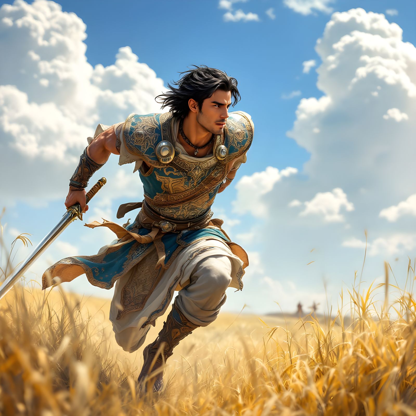 Handsome Arabian Warrior in Motion