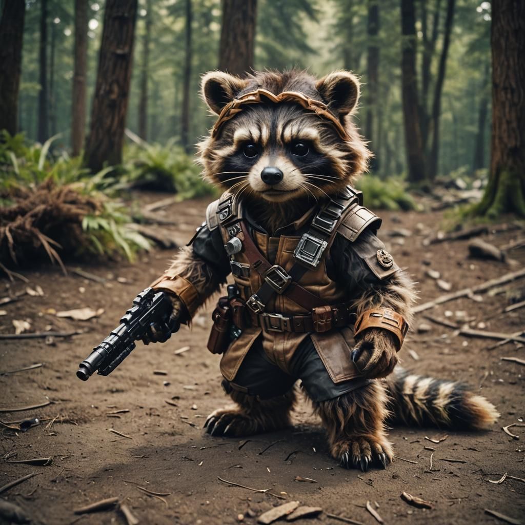 Cinematic Space Pirate Wookie Raccoon Bear Hybrid