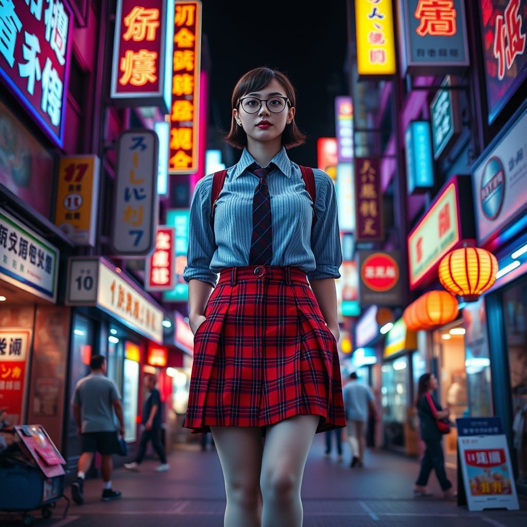Cross-Dresser in Tokyo: A Cyberpunk Film Still
