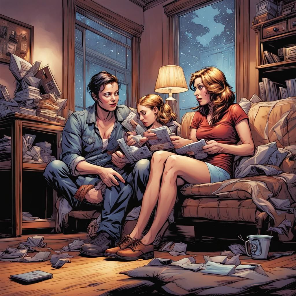 Woman Babysitter in Comic Book Art Style