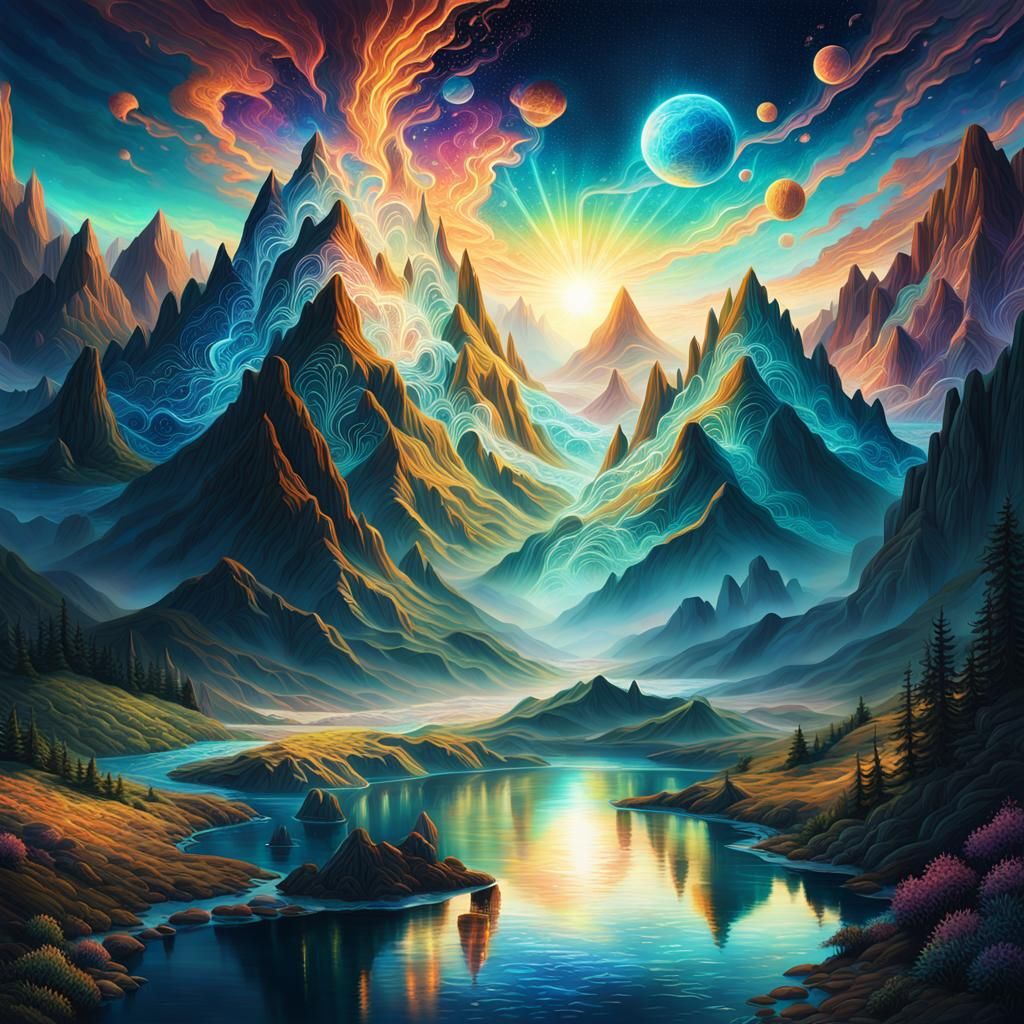 Luminescent Cosmic Landscape with Ethereal Reflections