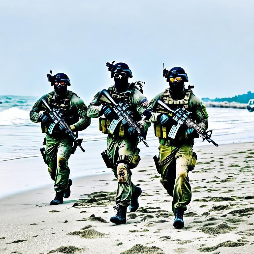 Navy SEALs Special Ops Team on Beach
