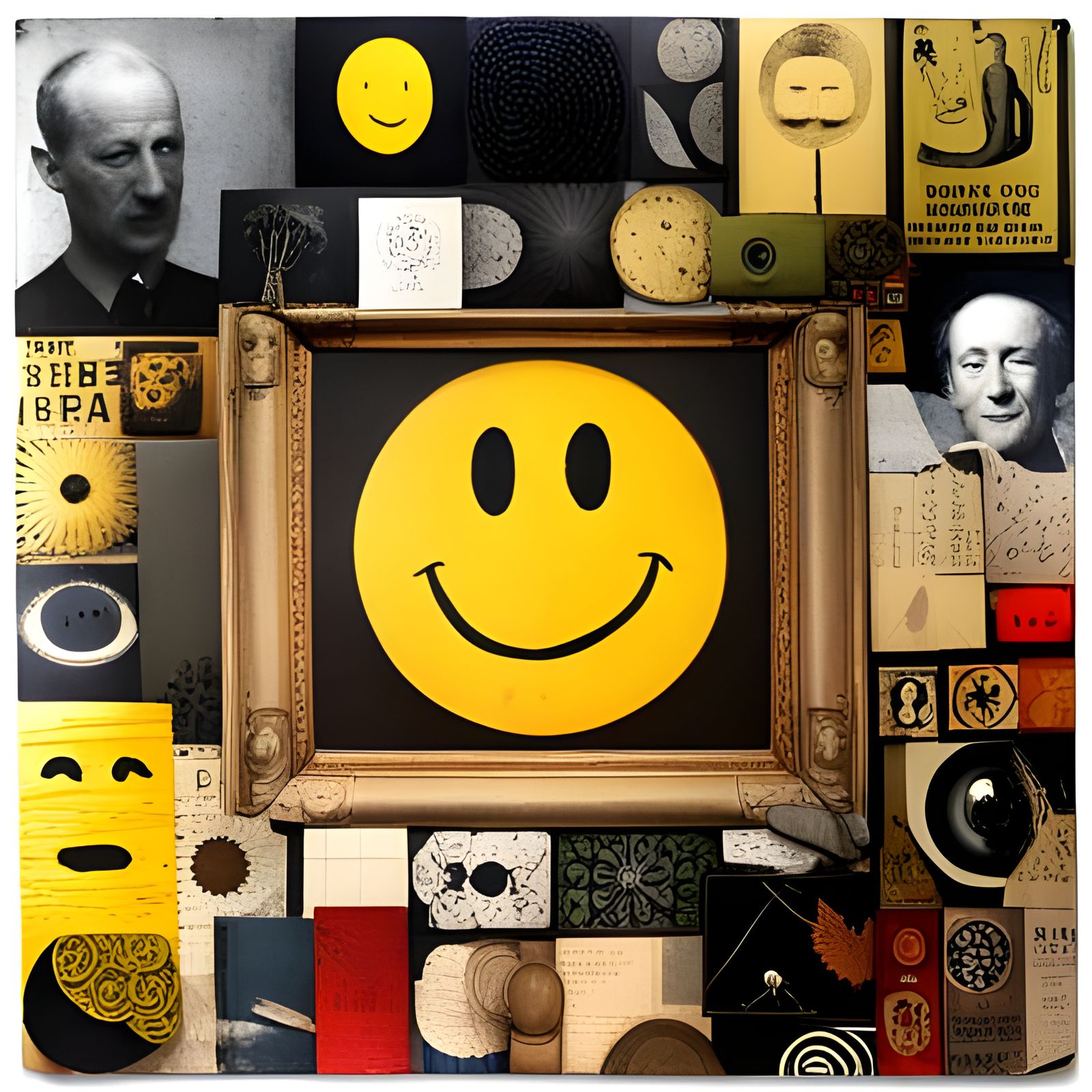 90s Acid Smiley Face Collage in Dada Style