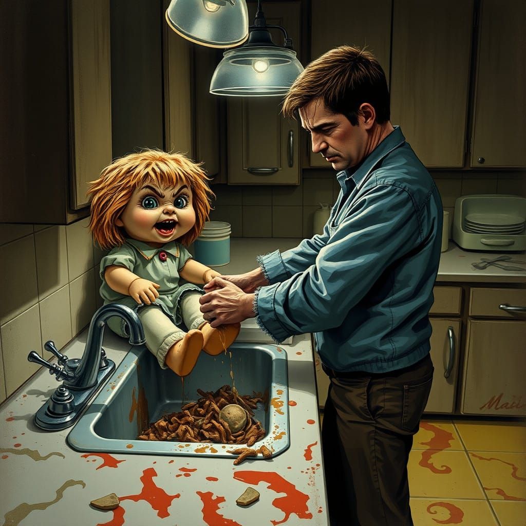 Creepy Cabbage Patch Doll Watches Over a Haunted Kitchen