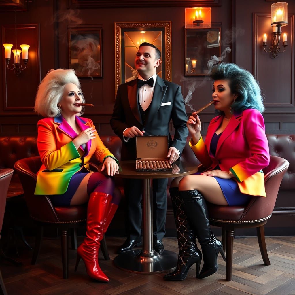 Drag Queens Enjoy Luxury Cigar Lounge Experience