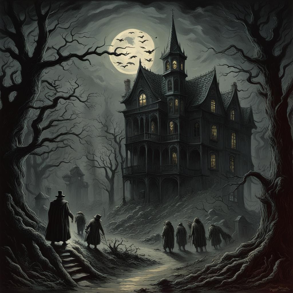 Nightmarish Horror Scene in Gustave Doré Style