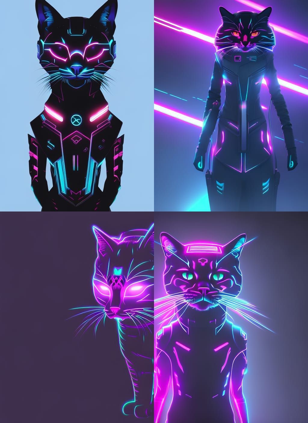 Cyberpunk Cat T-Shirt Design in Neon